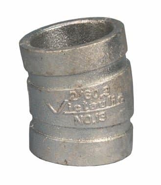 Victaulic rillefitting bøjning 11,25 grader i galvaniseret duktilt jern 88,9 mm diameter