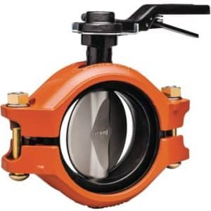 Victaulic Series 124 butterflyventil DN125 med orange håndtag til HVAC