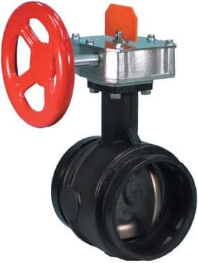 Victaulic FireLock 705 butterflyventil med gearboks DN100 i sort duktilt jern til sprinklersystemer
