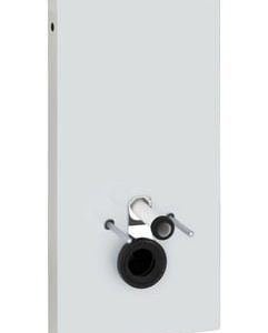 Geberit Monolith cisternemodul til væghængt toilet i 101 cm højde med hvidt glasfront og aluminium sidepaneler