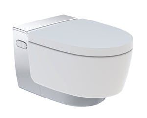 Geberit Aquaclean Mera Comfort væghængt douche toilet i alpin hvid med krom detaljer