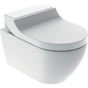 Geberit AquaClean Tuma Comfort væghængt douche toilet komplet i hvid porcelæn med integreret massage-douche og lufttørrer