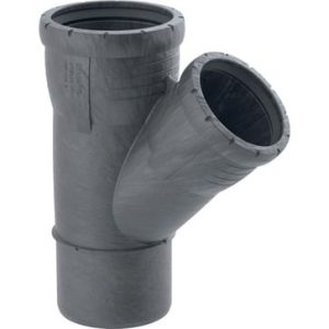 Geberit Silent Pro grenrør 45 grader i sort PP med 110/75 mm dimension