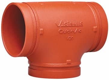 Victaulic Quickvic V20 T-stykke 88,9 mm i orange duktilt jern til rille-systemer