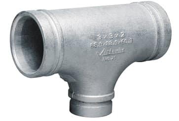 Victaulic galvaniseret reduceret tee 114,3x76,1 mm i duktilt jern til sprinklersystemer