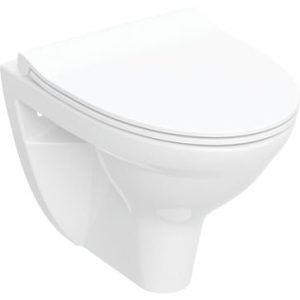 Ifo Spira væghængt toilet i hvid keramik med Rimfree-teknologi og toiletsæde